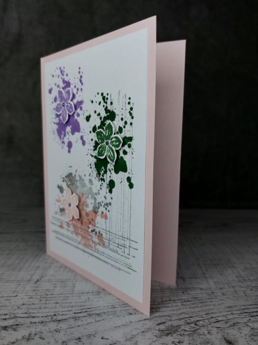 Grußkarte mit Blüten Rosa handgemacht